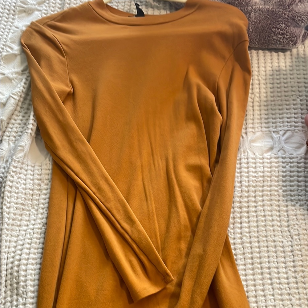 Casual Mustard Long Sleeve dress